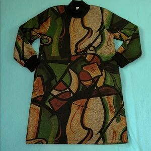 HONGJINGLING midi long sleeve dress 2 side pockets mock neck cozy NEW size XXL